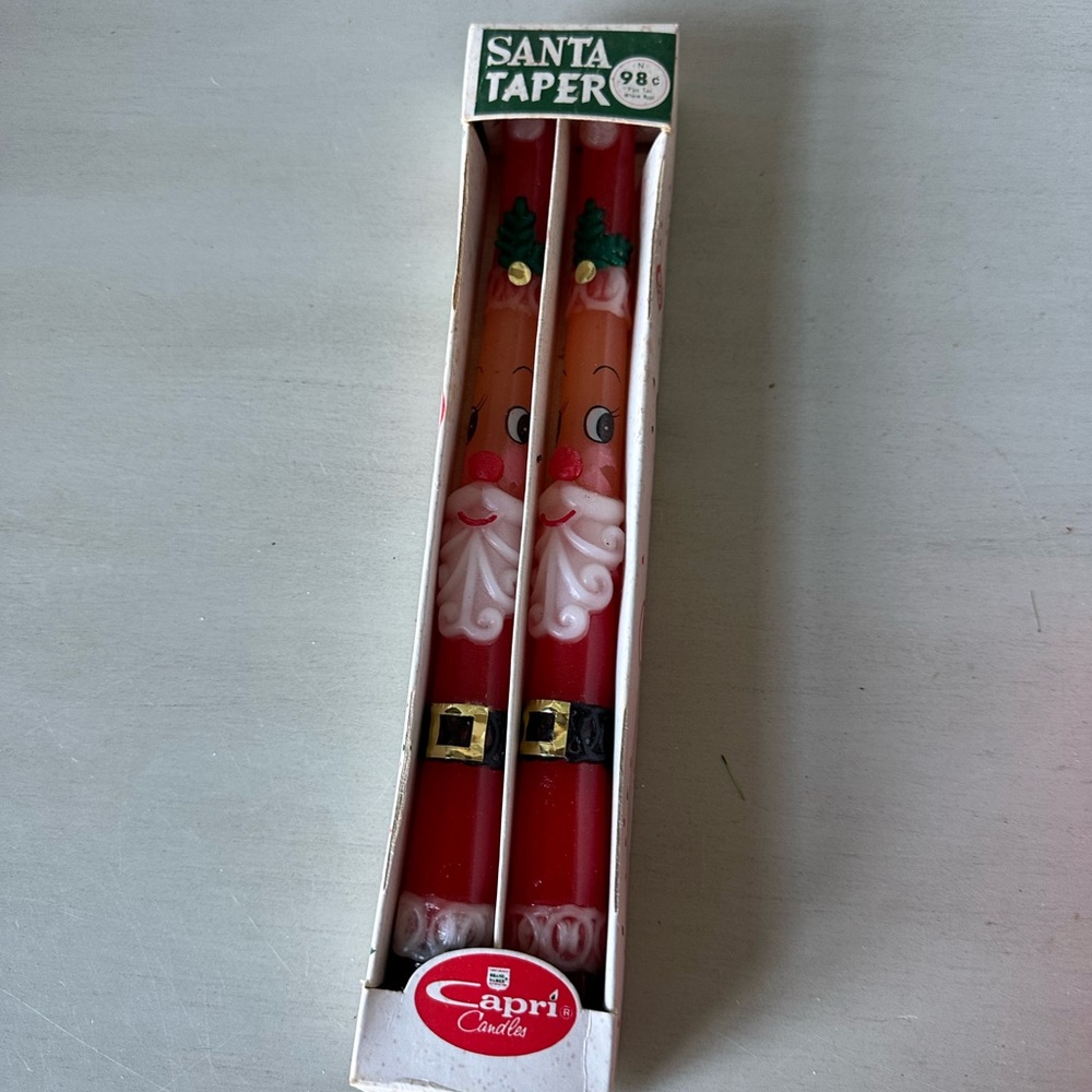 Vintage Santa Claus face  taper candles by Capri new in package